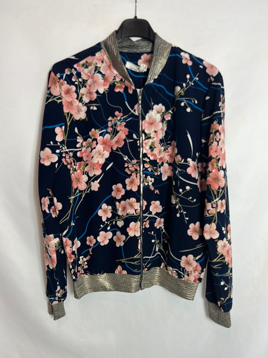 CERISE BLUE. Blue floral bomber jacket. T.S.