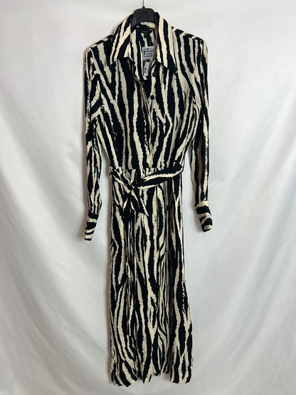 MASSIMO DUTTI. Printed shirt midi dress. Size 36