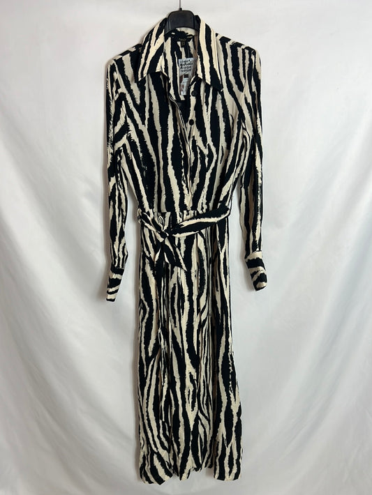 MASSIMO DUTTI. Printed shirt midi dress. Size 36