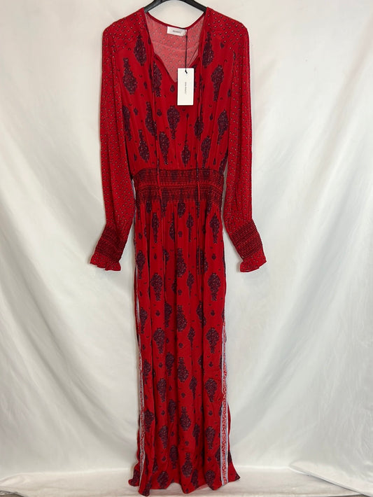 SITA MURT. Vestido largo rojo estampado. T 38