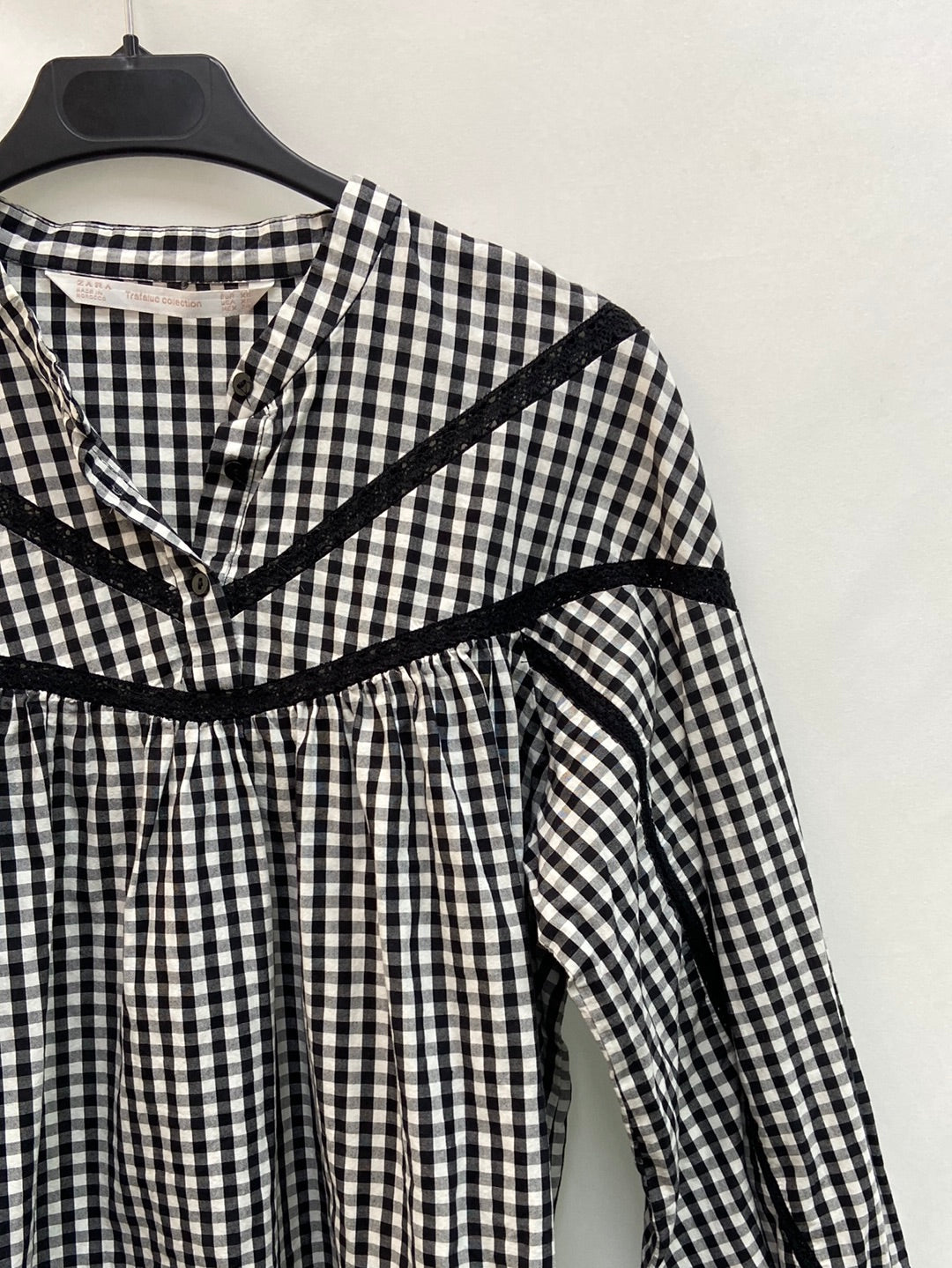 ZARA. Blusa cuadros vichy T.XS