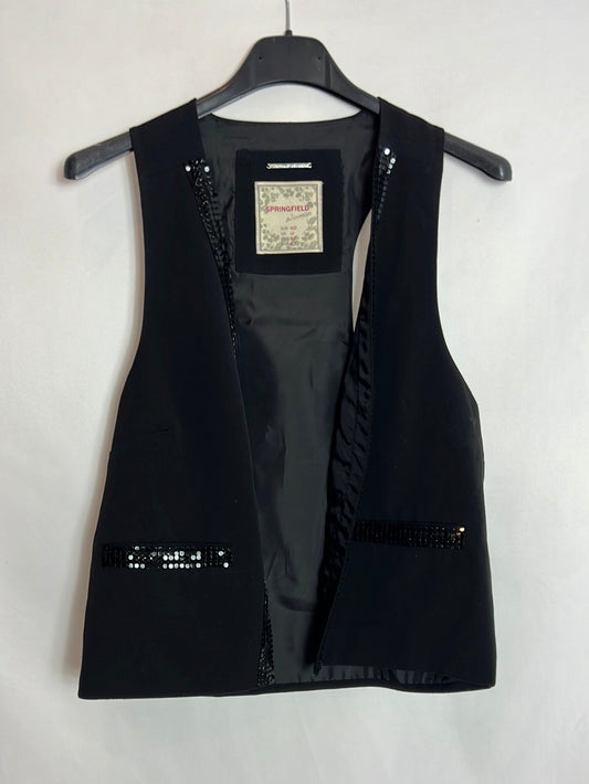 SPRINGFIELD. Black vest with rhinestone detail. Size 40