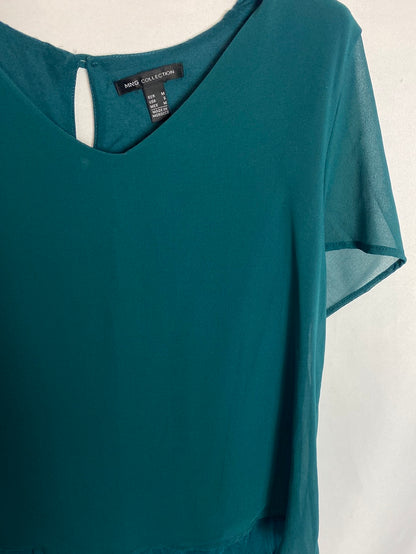 MANGO. Green short-sleeved blouse Tm