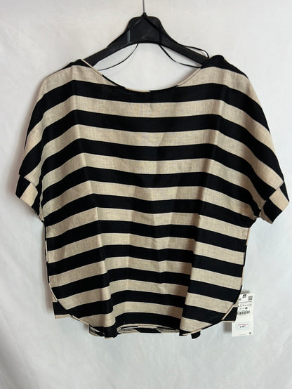ZARA. Top lino rayas. T XL