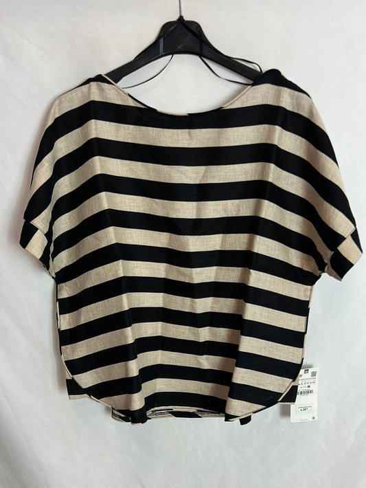 ZARA. Top lino rayas. T XL