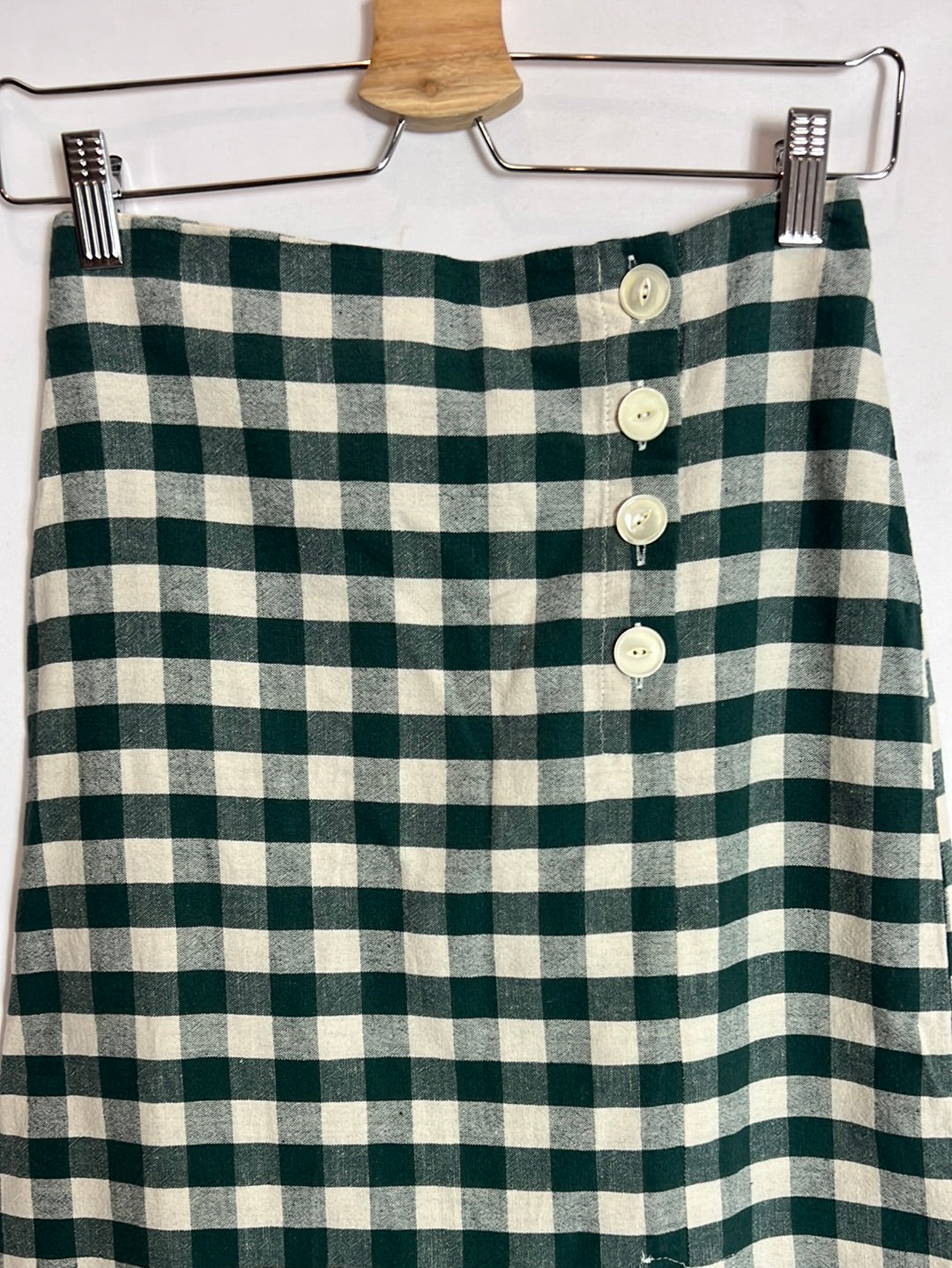 MANGO. Falda midi cuadros vichy apertura. T XS