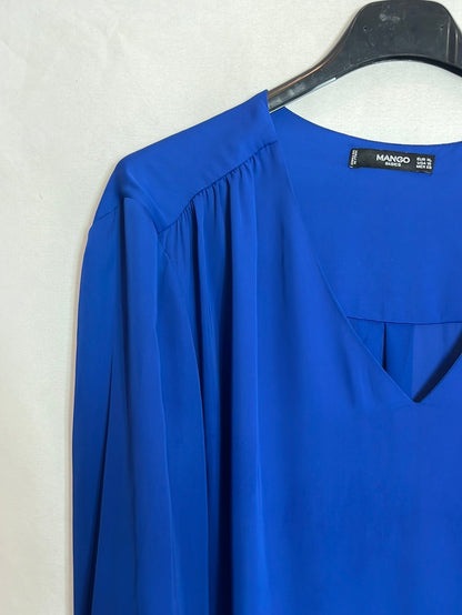 MANGO. Flowing Klein blue blouse. TXL