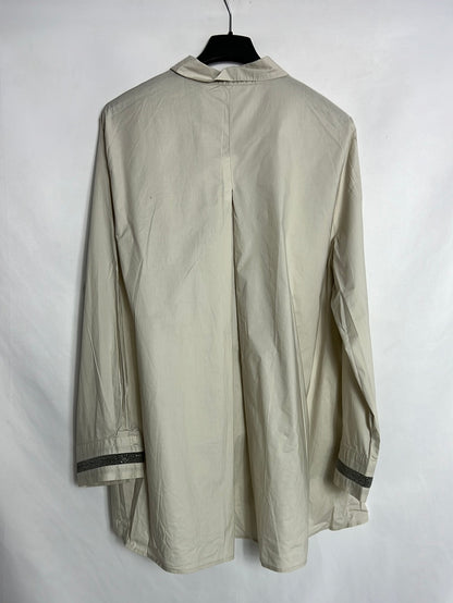 EL CORTE INGLES. Blusa beige detalle puños. T M