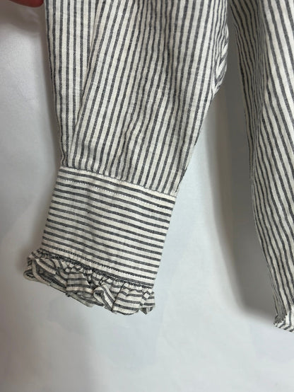 ISABEL MARANT. Striped blouse with ruffled collar. Size 36