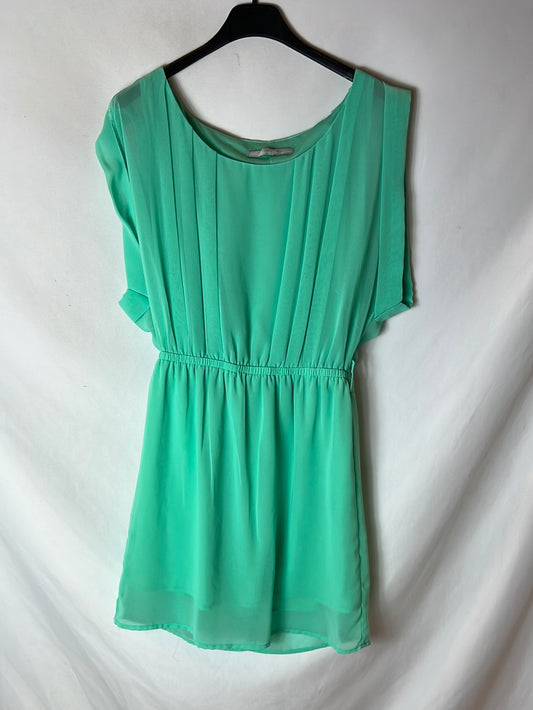 SILVIAN HEACH. Short green chiffon dress. T XS (tare)