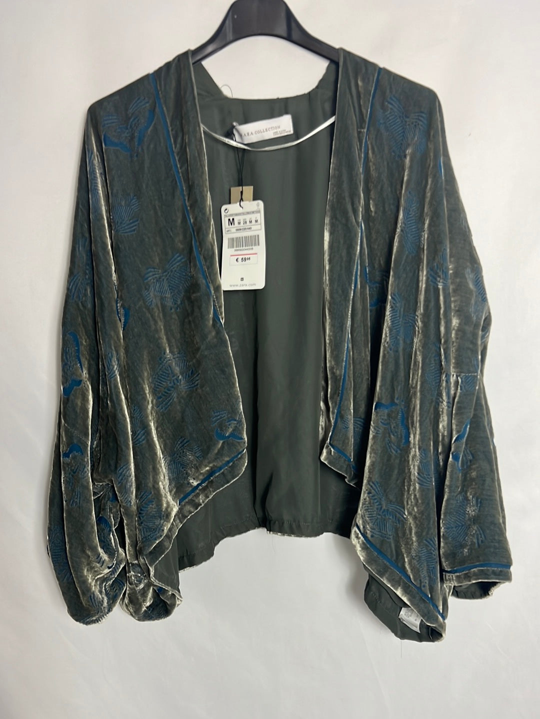 ZARA. Kimono corto bicolor terciopelo. T M