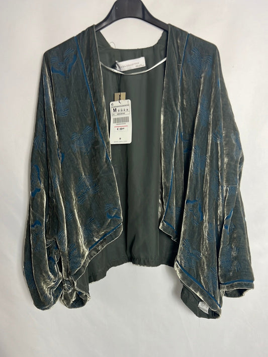 ZARA. Kimono corto bicolor terciopelo. T M
