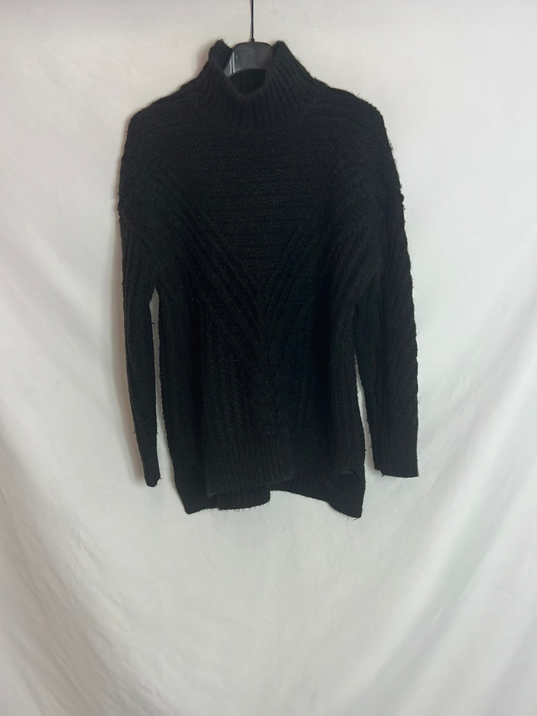 ASOS. Jérsey punto cuello vuelto negro. T.XS (s/m)