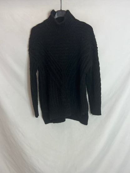 ASOS. Jérsey punto cuello vuelto negro. T.XS (s/m)