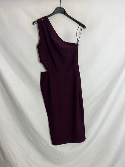 ASOS. Vestido midi color berenjena aperturas. T 36