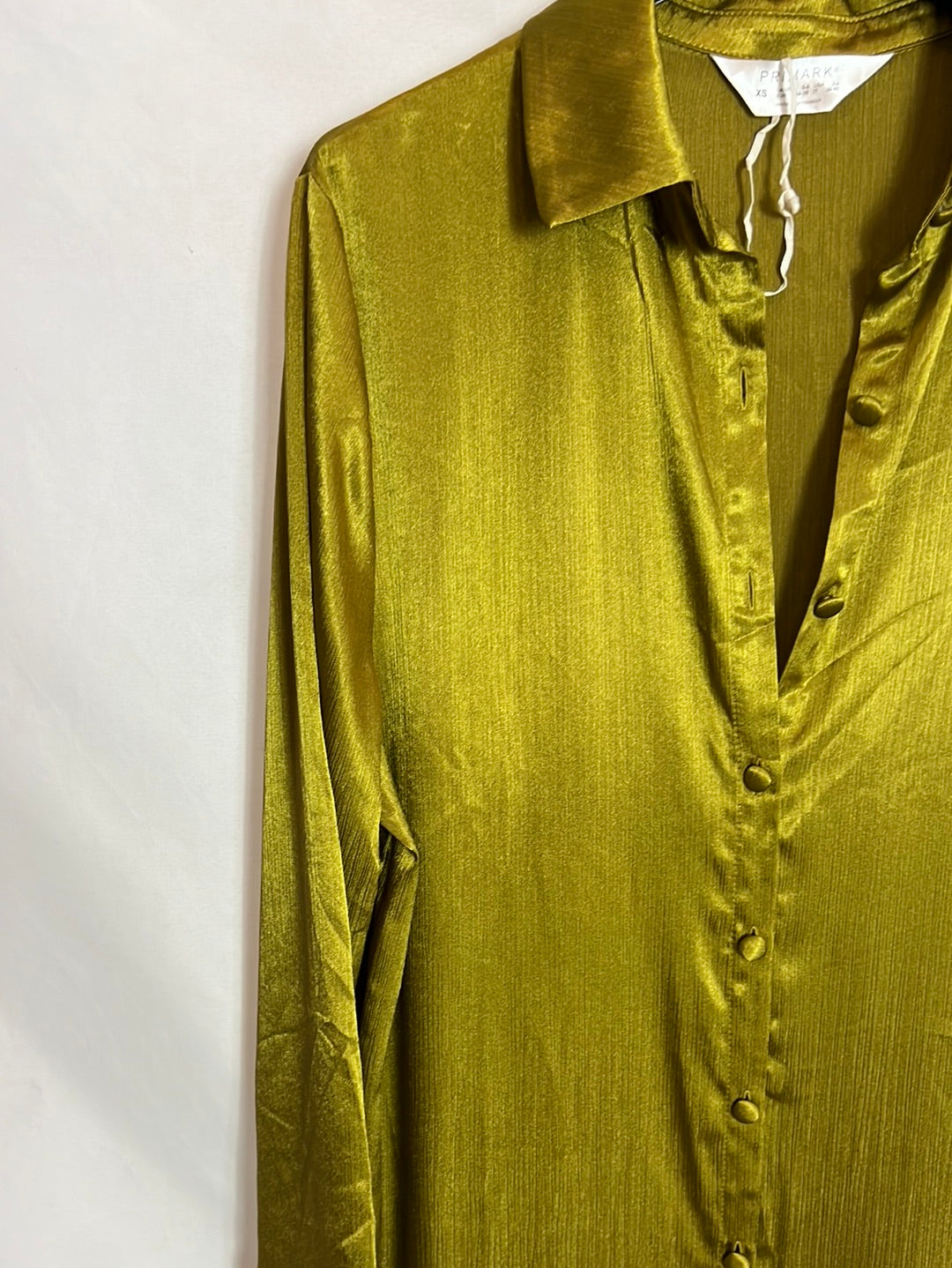 PRIMARK. Vestido midi camisero flecos. T XS