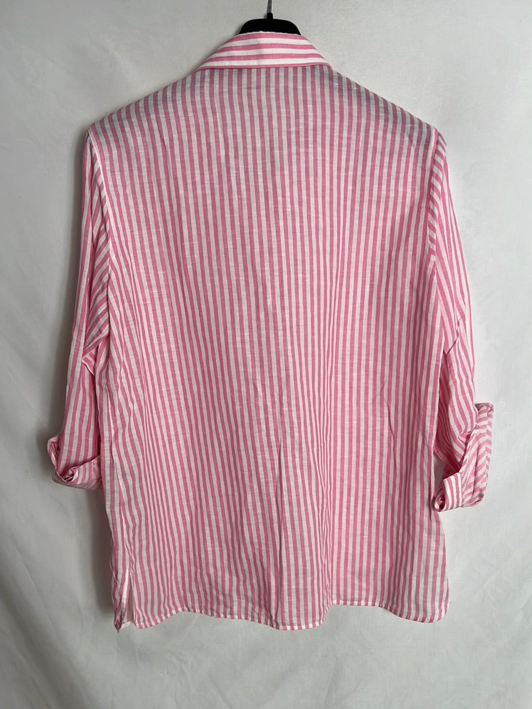 MASSIMO DUTTI. Camisa rayas rosa blanca T.42(s/m)