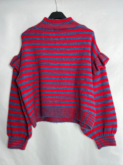 MANGO. Jersey rayas manga volante. T M