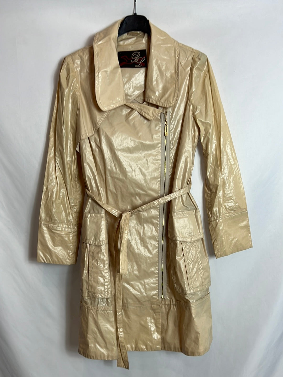 BIMBA Y LOLA. Textured beige midi trench coat. TS