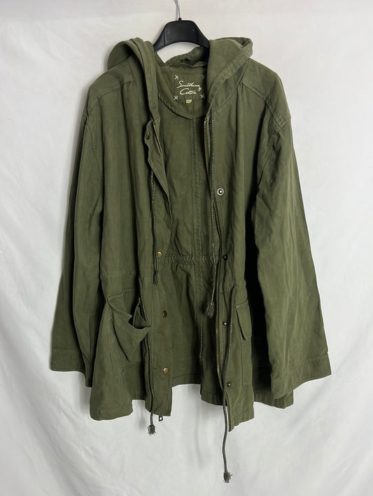 SOUTHERN COTTON. Parka verde capucha. T L