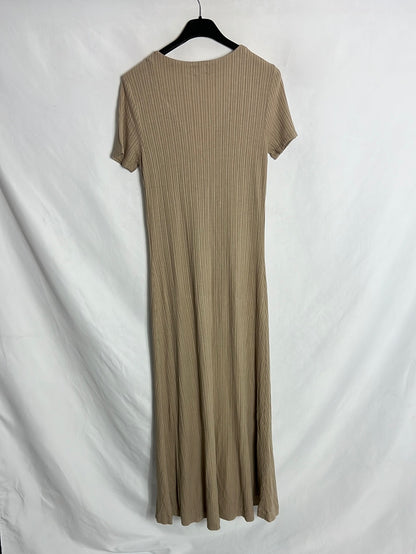 OTRAS. Vestido midi canalé camel. T S