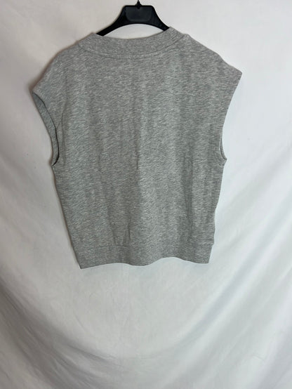 MANGO. Chaleco algodón gris. T.S