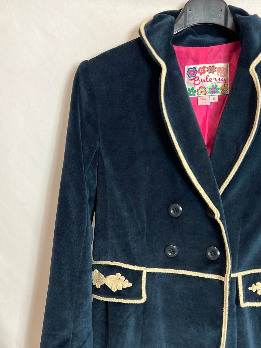 FLAMENCO. Abrigo azul terciopelo  T.s