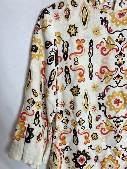 MANGO. Vestido lino flores T.s