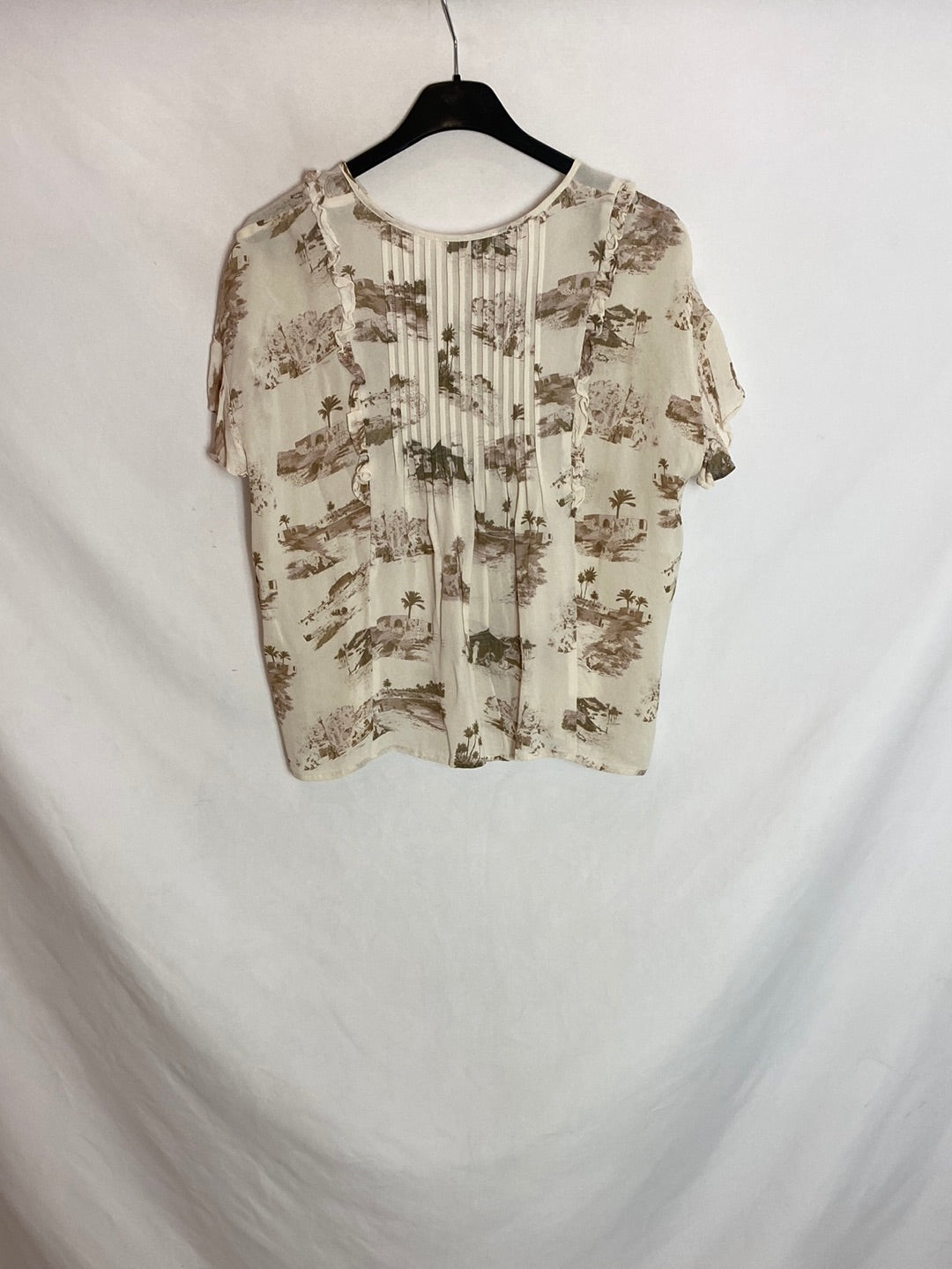 INDI&COLD. Blusa beige estampada T.s