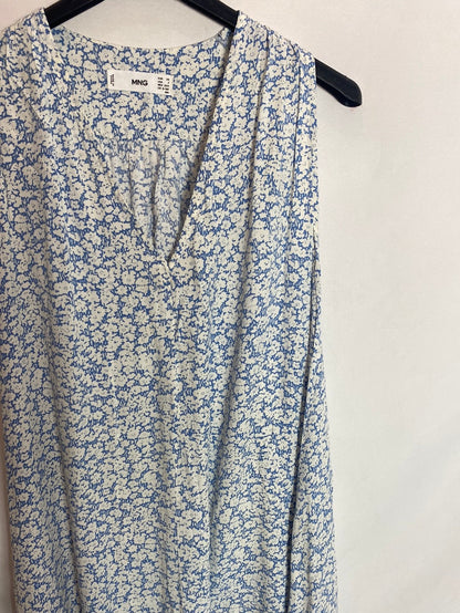MANGO. Vestido midi camisero flores. T.XS