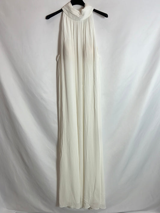 MASSIMO DUTTI. Vestido midi cuello halter blanco. T 34