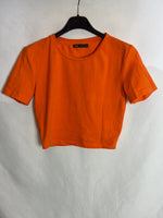 ZARA. Camiseta crop naranja T.s
