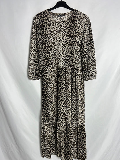 ZARA. Vestido midi animal print. T S