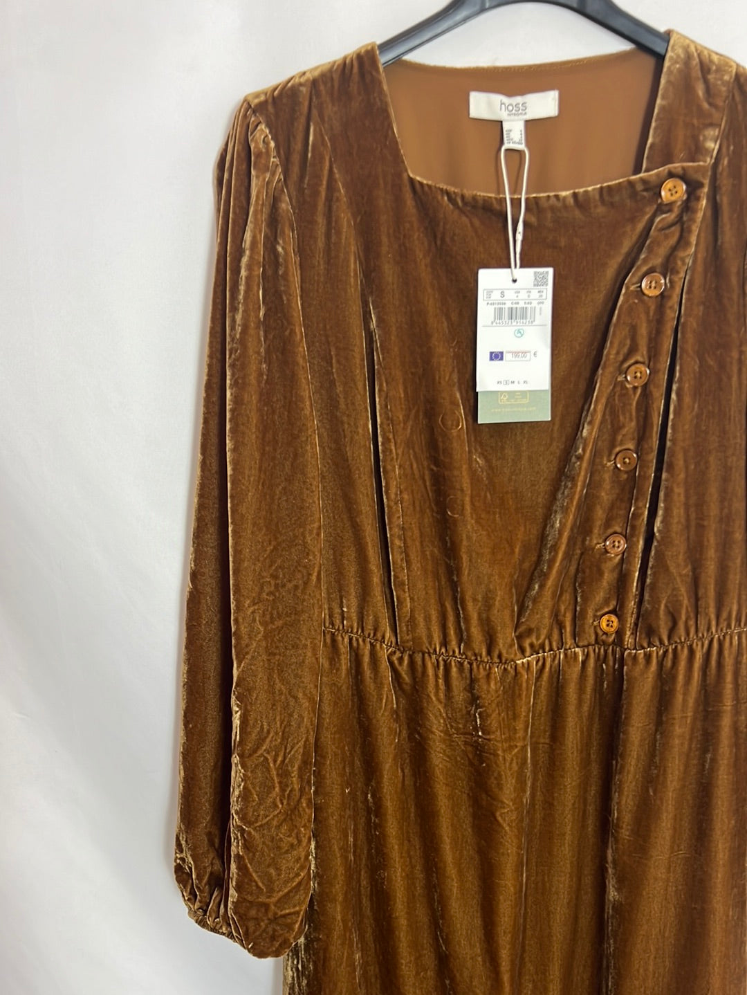 INTROPIA. Brown velvet midi dress. TS