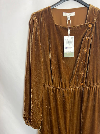 INTROPIA. Brown velvet midi dress. TS