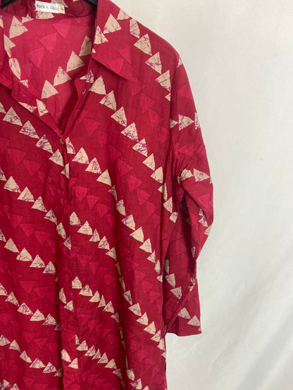 ROCK&amp;GOLD. Red midi shirt dress.TM