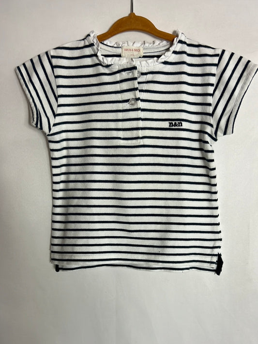 NECK&NECK. Polo rayas cuello mini volante. T 4-5 años