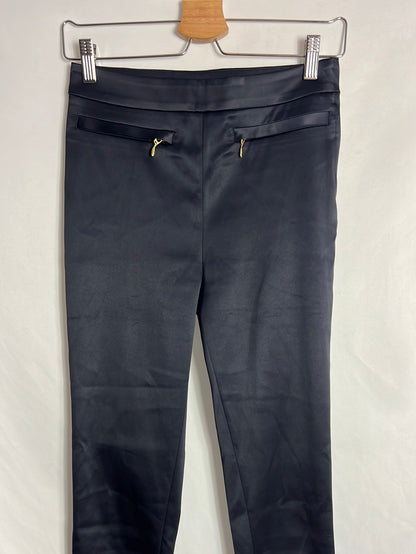 H&amp;M. Blue satin skinny pants S 34