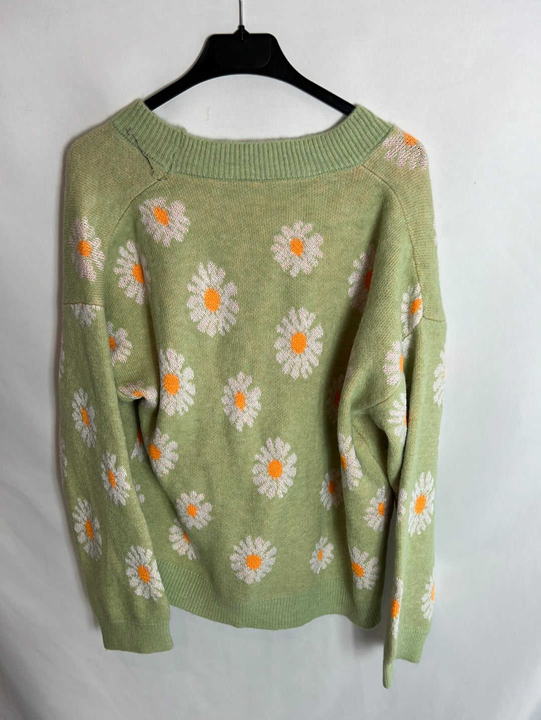 OTRAS. Cárdigan verde estampado. T.u(s/m)