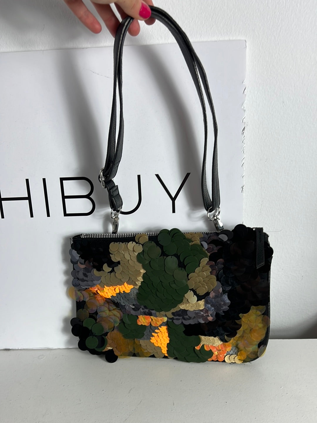 ZARA. Black bag with colorful sequins