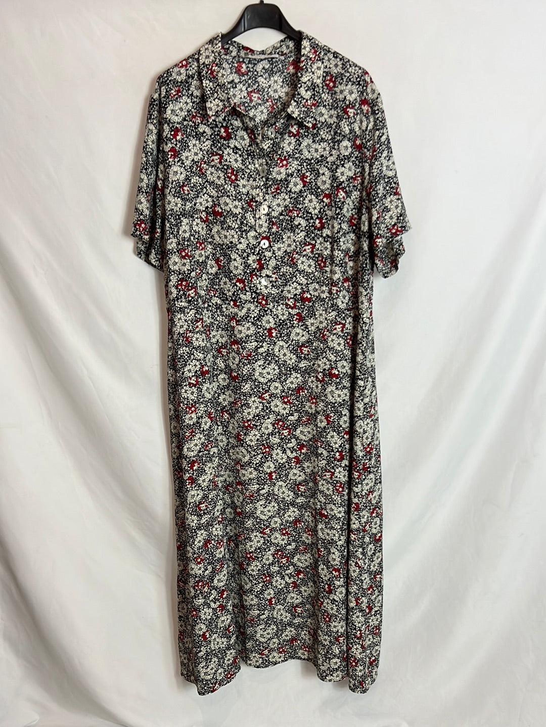 VIOLETA BY MANGO. Vestido midi flores fluido. T XL