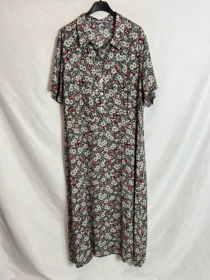 VIOLETA BY MANGO. Vestido midi flores fluido. T XL