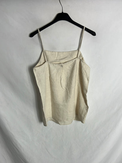 MANGO. Top lino beige tirantes. T S