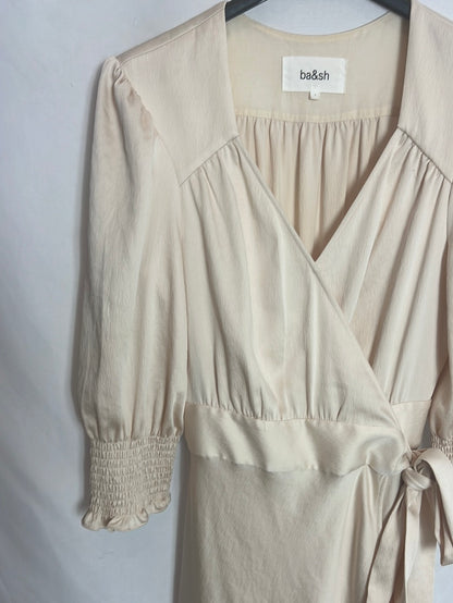 BA&HS. Vestido midi beige  T.s