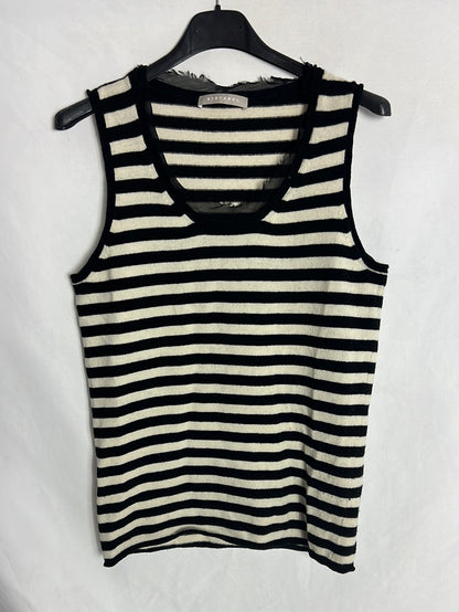 STEFANEL. Top punto rayas detalle cuello. T M
