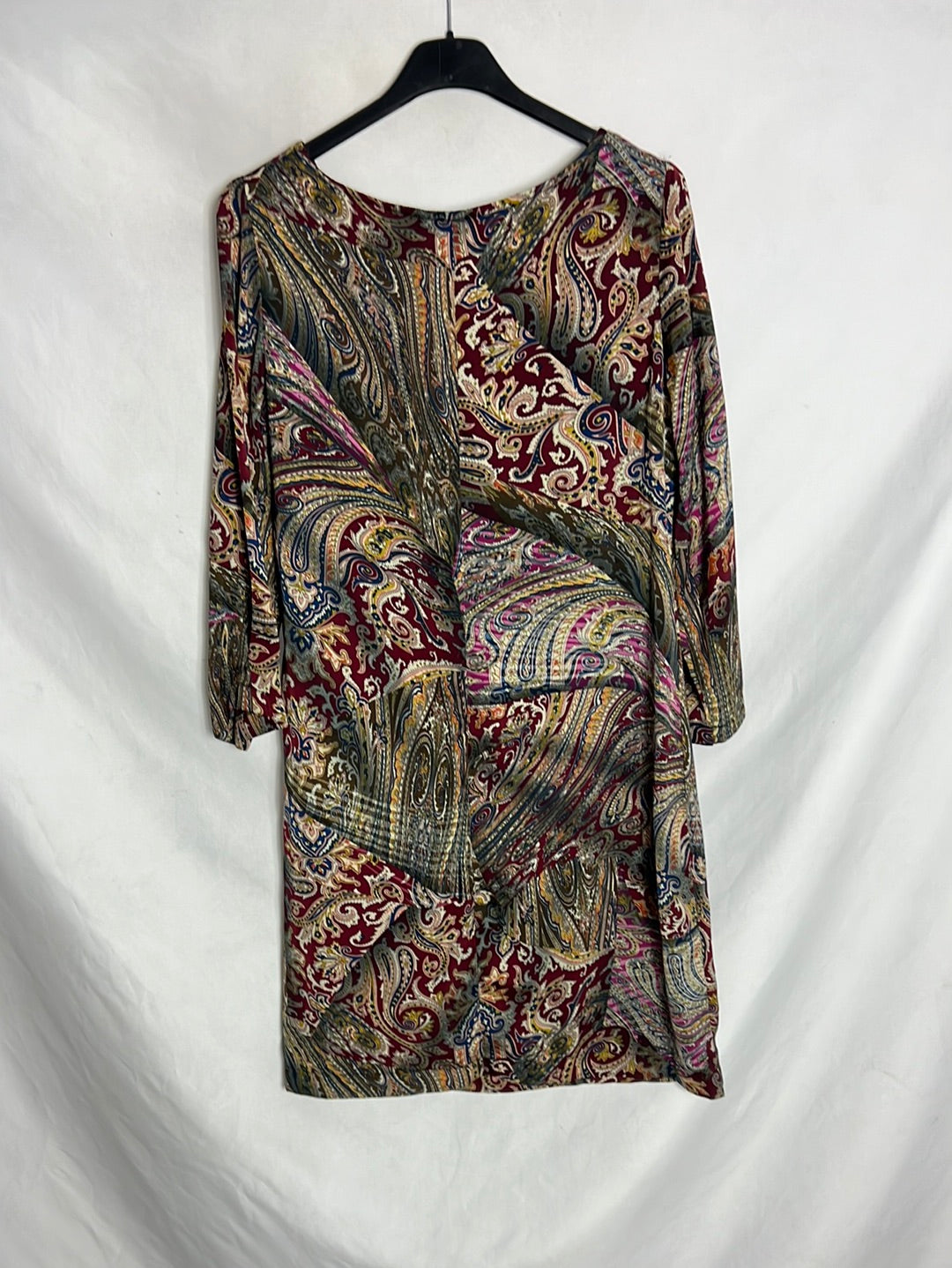 FIL BLAU. Printed satin short dress. Size 40