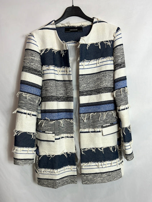 ZARA. Long striped and fringed jacket. TS
