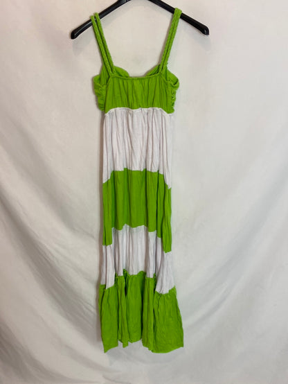 OTHERS. White midi dress with green straps. TS