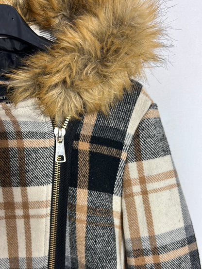 CORTEFIEL. Abrigo cuadros capucha. T S (Tara)