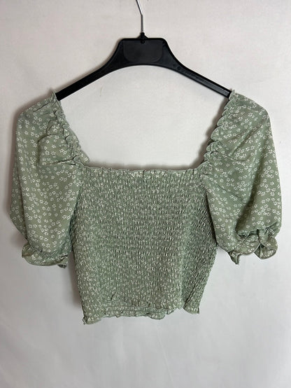 NA-KD. Croptop nido abeja verde flores T.32
